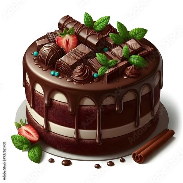 Fototapeta chocolate cake on a plate