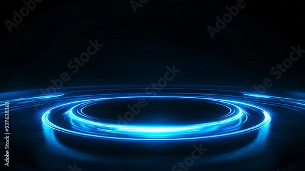 Obraz Circle light effect background. Magic light lines swirling. Abstract swirl lines motion light effect. Energy element. Sparkling scene. Dynamic ellipse. For product display. Technology