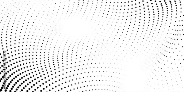 Fototapeta Halftone gradient. Dotted gradient, smooth dots spraying and halftones dot background seamless horizontal geometric pattern vector template set modern arts
