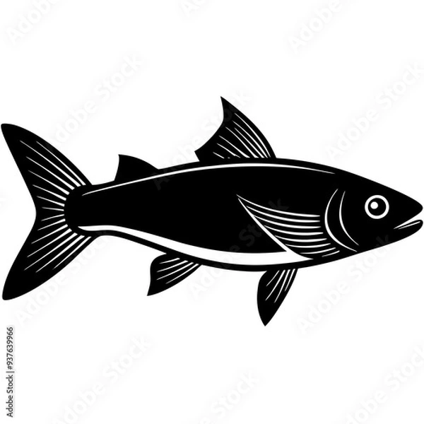 Fototapeta grey mullet fish silhouette Vector SVG