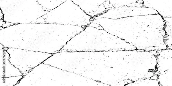 Fototapeta Crack vector set. Grunge urban graphic elements of rough surface. Dust overlay distress grained texture. One color graphic resource. The cracks texture white and black. Vector background. 