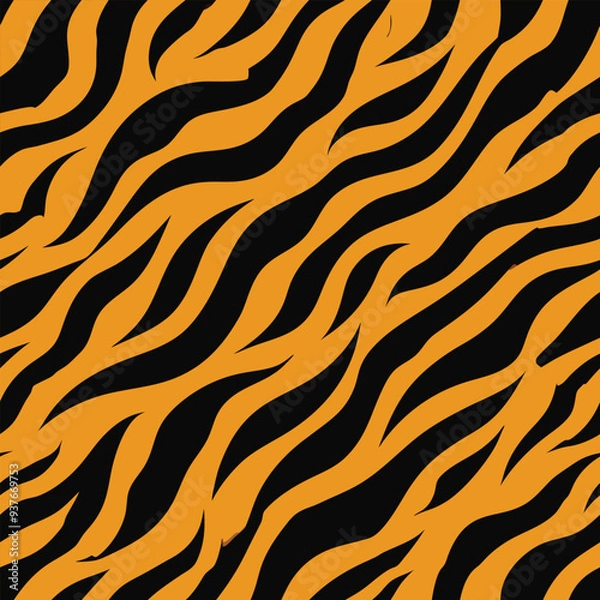 Fototapeta Seamless Tiger Skin Vector Background – Wild Animal Fur Pattern for Fashion, Fabric, Textiles, and Digital Design with High-Quality Exotic Jungle Texture