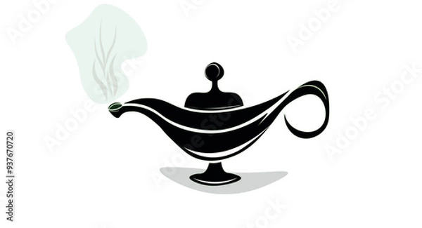 Fototapeta Magic genie lamp vector illustration. vector illustration of a magic genie lamp. Lamp aladdin magic vector icon smoke. Aladin genie lamp bottle wish cartoon illustration.	Magic genie lamp vector illus