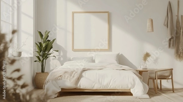 Fototapeta Minimalist Bedroom Interior Design.