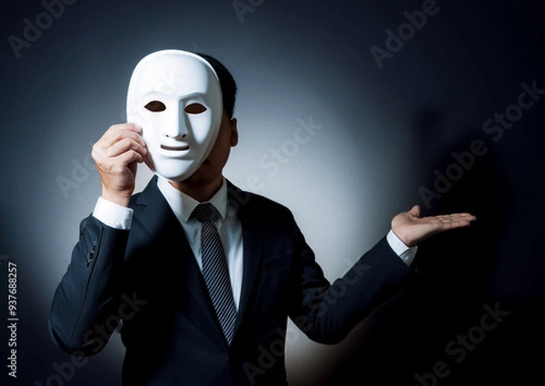 Obraz 怪しい仮面を付けたビジネスマンのイメージ
