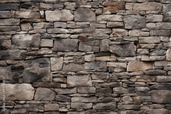 Fototapeta Processed collage of old medieval stone wall texture in daylight. Background for banner