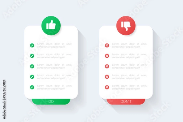 Fototapeta Dos and don'ts infographic. Comparison Infographic Design Template