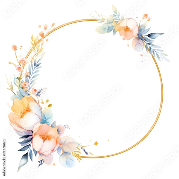 Fototapeta A delicate floral wreath with soft pastel colors, perfect for adding a touch of elegance to your designs.