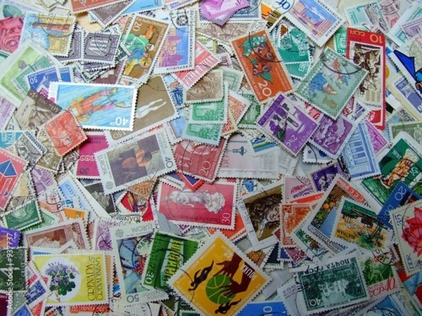 Fototapeta ein haufen briefmarken 3
