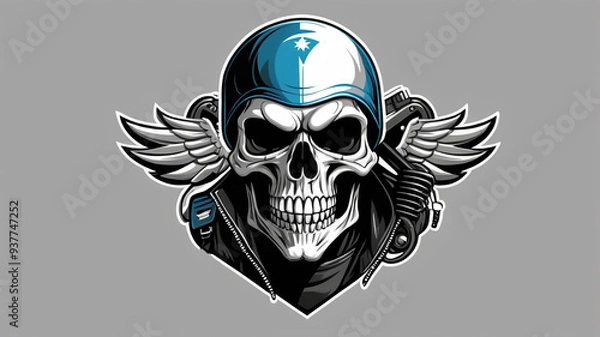 Fototapeta skull cyclist vector logo