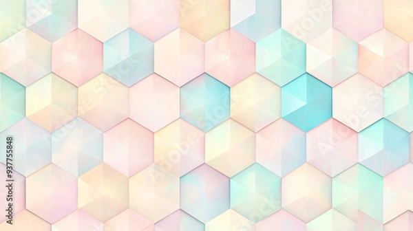 Obraz Pastel Geometric Hexagon Pattern with Soft Gradient Color Blocks