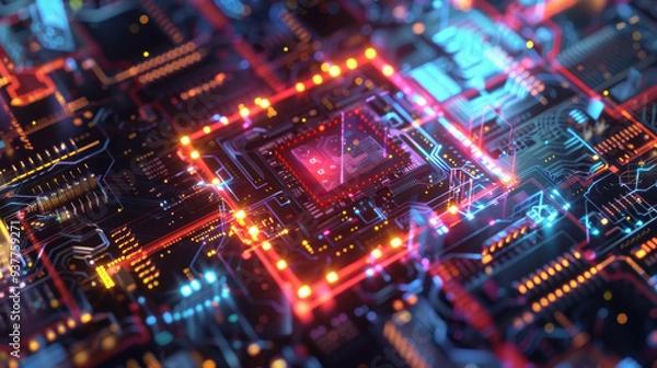 Fototapeta Quantum computing mechanics technology technology hardware machine learning background