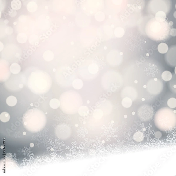 Fototapeta Abstract winter silver snowflakes background