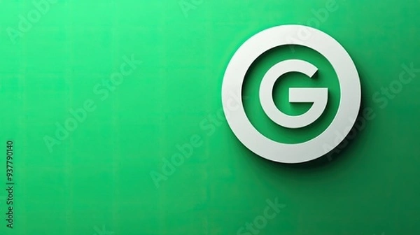 Fototapeta Vibrant discount sign in green and white, modern design with copy space on a clean background.