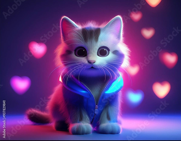 Obraz Katze im Neonschein