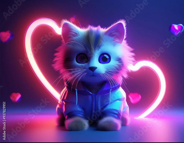 Obraz Katze im neonschein