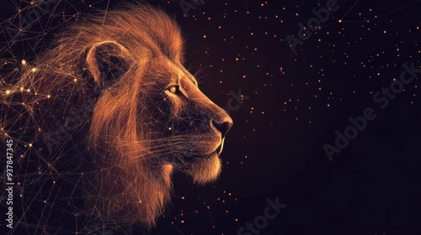 Fototapeta Abstract lion roar visualization using geometric patterns