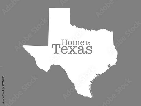Obraz Home is Texas, state outline illustration on gray background