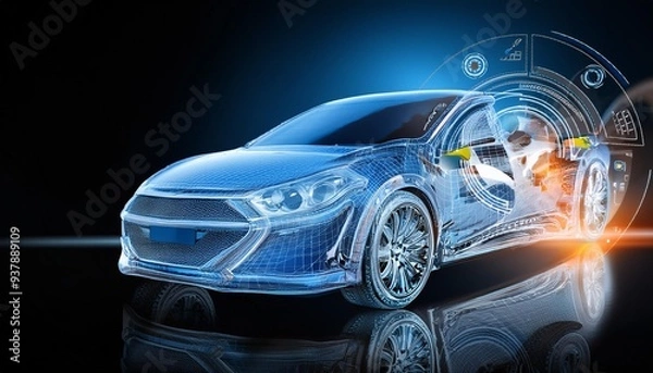 Fototapeta Transparent background automotive innovations.