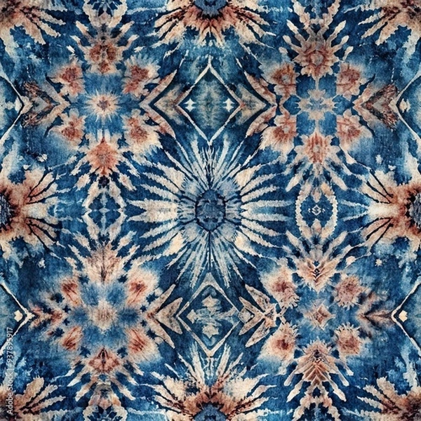 Obraz Indigo blue shibori tie-dye seamless pattern