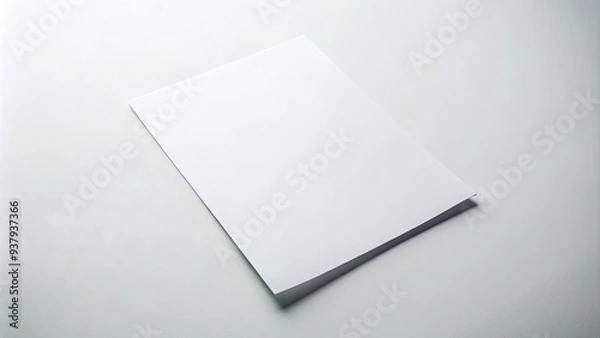Fototapeta A blank A4-sized document lies isolated on a clean and crisp white background, waiting for text or creative content to bring it to life.