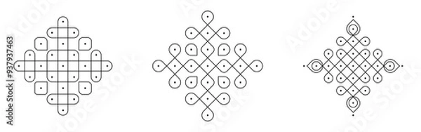 Obraz Indian Rangoli Kolam Design! Celebrate the upcoming festival with this minimalist rangoli design patterns.