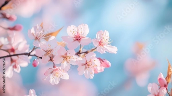 Obraz Delicate Pink Cherry Blossoms in Spring.