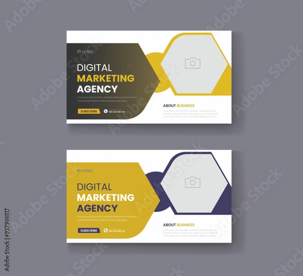 Obraz Corporate business and digital marketing youtube thumbnail or web banner template