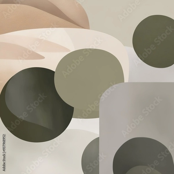Obraz "Tranquil Earth-Toned Abstract with Soft Geometric Harmony"