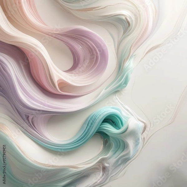 Obraz "Dreamlike Pastel Marble with Shimmering Metallic Waves"