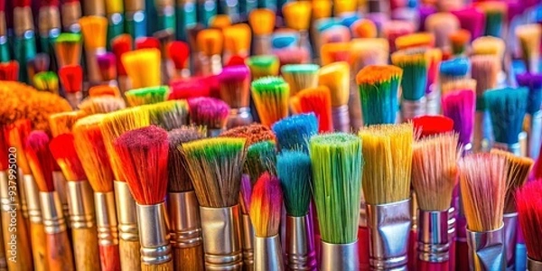 Fototapeta Vibrant and colorful paintbrush art exhibited in a craft show