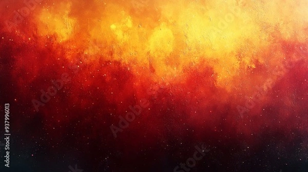 Fototapeta Grainy Gradient Background in Orange, Red, and Yellow with Noise Texture for Abstract Banner and Cover Design - Generative AI