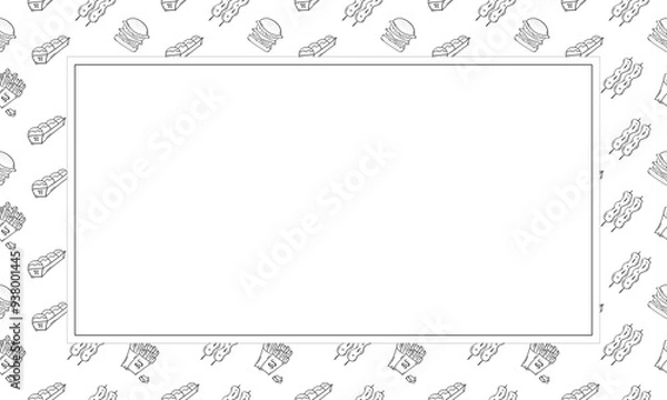 Fototapeta food and beverage frame in doodle style frame background
