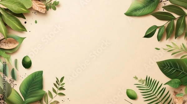 Obraz Earthy Tones Wallpaper with Organic Elements for Eco-Friendly Campaign - Clean and Engaging Design with Copy Space