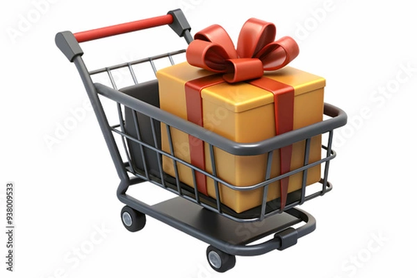 Fototapeta Shopping Bag with Sale Banner Vector concept as Vector of a shopping bag with a sale banner draped over it isolated on a white background representing Black Friday discounts and promotions with a mode
