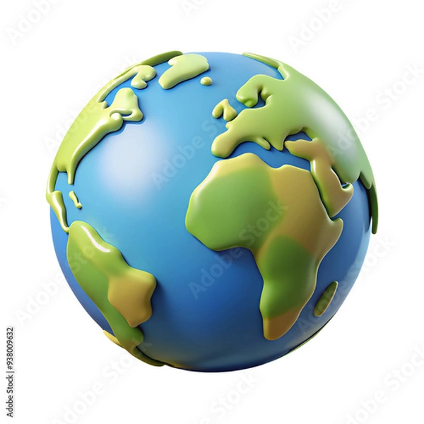 Fototapeta Earth globe with continents and oceans 3d rendered illustration isolated on the transparent background
