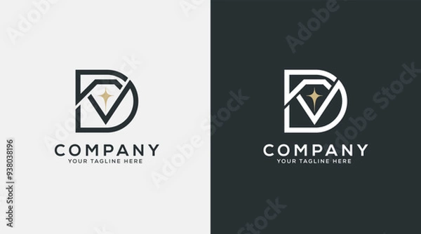 Fototapeta luxury and elegant letter D with diamond icon logo
