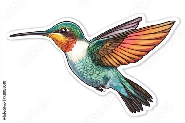 Obraz Colorful hummingbird illustration with vibrant wings