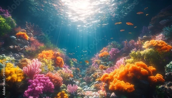 Fototapeta A Dive into the Spectacular Underwater Realms: Discovering the Rich Diversity of Tropical Fish and Coral Reefs