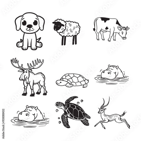 Fototapeta vectors silhoutte animals of savanna, all of is mamalia, silhouettes on a white background. Perfect for designs about animals