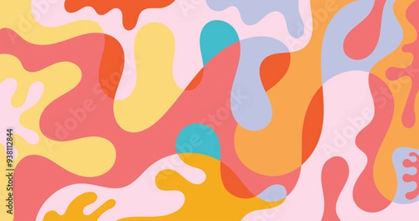 Fototapeta Vibrant abstract vector pattern with fluid, organic shapes in warm and pastel tones. Perfect for use in backgrounds, textiles, wrapping paper, and modern decor