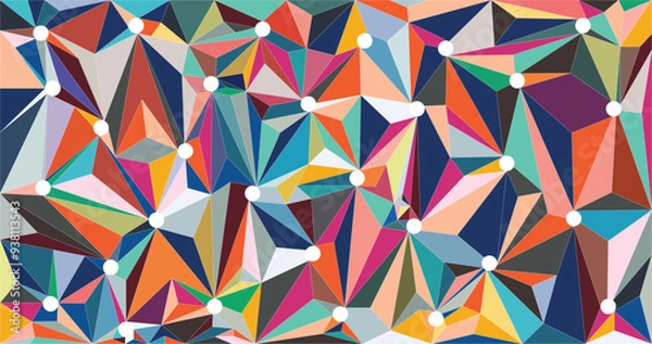 Fototapeta Colorful abstract geometric pattern featuring interconnected polygons with vibrant hues and sharp angles. Ideal for backgrounds, textiles, web design, and modern art projects