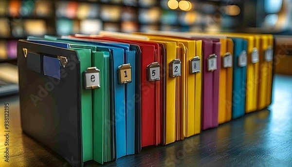 Obraz the concept of efficient document management with an image featuring neatly arranged files and folders, Efficient Document Organization, Documents, Workflow, Paper, 