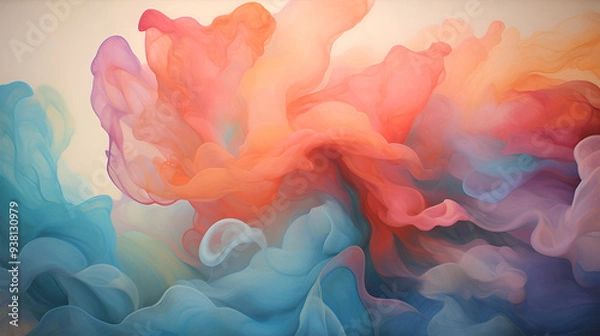 Fototapeta Soft gradients of color blending seamlessly in a soothing and abstract artwork
