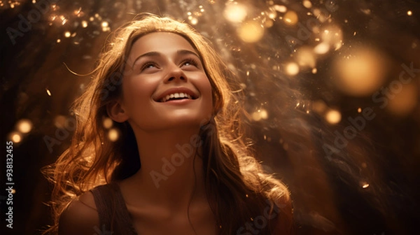 Fototapeta The power of positive thoughts: Depict a life-changing moment where the law of attraction brings immense happiness and success