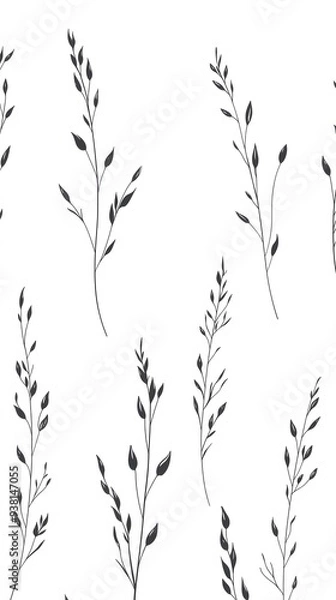 Fototapeta Plants, Leaves, Flowers, Black and White Shapes, Abstract Image, Texture, Pattern Background, Wallpaper, Smartphone Cover and Screen, Cell Phone, Computer, Laptop, 9:16 and 16:9 Format
