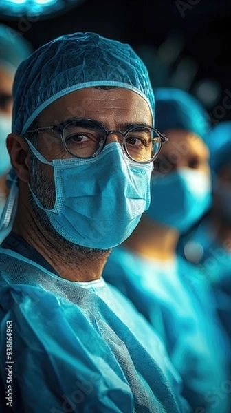 Fototapeta Medical team with doctor in foreground