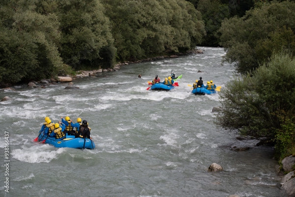 Obraz Rafting on the Noce river, Val di Sole, Trentino Alto Adige, Italy.