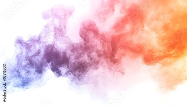 Fototapeta Smoke Bomb Explosion: A burst of colorful smoke from a smoke bomb, with plumes billowing out on a crisp white background.
