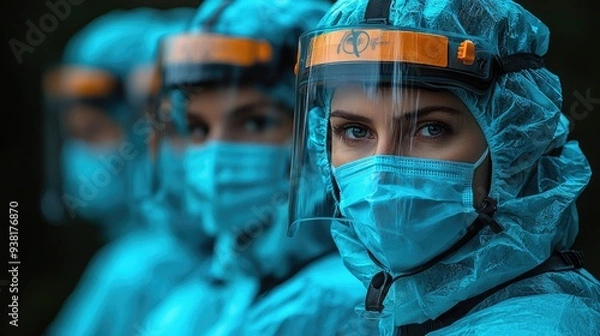 Fototapeta Medical team with doctor in foreground